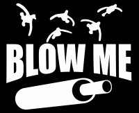 blow me duck call with ducks die cut sticker
