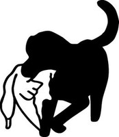 dog with dead duck decal