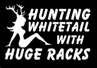 hunting whitetail with huge racks die cut decal