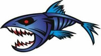 1 mean fish boat decal blue LEFT
