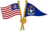 AYC burgee crossed with USA flag boating sticker TUEBOR