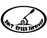 shit creek survivor boating black and white oval sticker