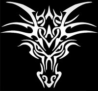 Tribal Dragon Head Diecut Vinyl Decal