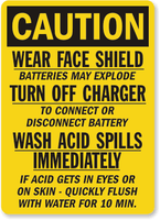 Wear Face Shield Caution Sign