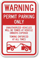 Vehicles Towed Aluminum Sign