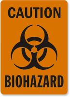 Vertical Caution Biohazard Sign