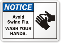 Avoid Swine Flu Wash Hands Sign