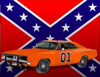 dukes of hazard general lee charger and rebel flag sticker