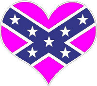 rebel flag heart sticker HOT PINK