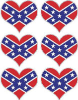 rebel flag heart sticker set 6
