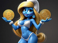 Smurfette Bitcoin Funny Cartoon Sticker
