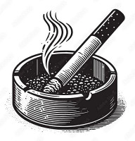 Cigarette with Ash Tray Sticker