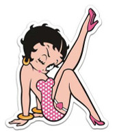Betty Boop Pink Dress Sticker Decal Cartoon Wink Flirt Heart
