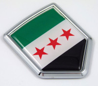 Syria 3 STARS 3D Chrome Flag Crest Emblem Car Decal