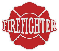 Firefighter Red and White Maltese Cross STICKER Firefighter Red and White Maltese Cross STICKER