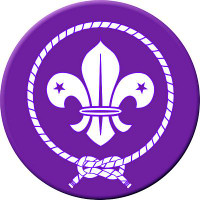scout crest circular purple and white knot sticker