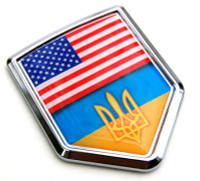 USA-Ukraine Flag 3D Decal Crest Chrome Emblem Sticker USA-Ukraine Flag 3D Decal Crest Chrome Emblem Sticker