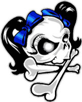 Girl Skull Blue Ribbon Decal Sticker
