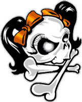 Girl Skull Orange Ribbon Decal Sticker