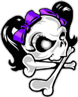Girl Skull Purple Ribbon Decal Sticker