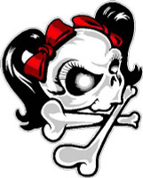 Girl Skull Red Ribbon Decal Sticker