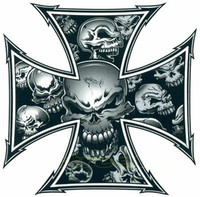 Grey Skull Iron cross Color Decal