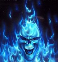 Skulls Blue Flame Square Sticker Skulls Blue Flame Square Sticker