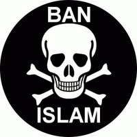 ban islam round sticker