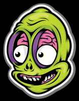 alien head with brains sticker alien head with brains sticker