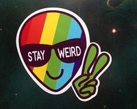 alien stay weird rainbow head sticker alien stay weird rainbow head sticker