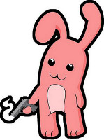 Cartoon Bunny with A Hand Gun Sticker