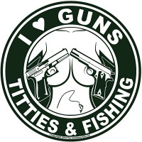 I LOVE GUNS TITTIES AND FISHING FUNNY STICKER I LOVE GUNS TITTIES AND FISHING FUNNY STICKER