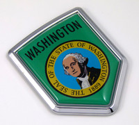 Washington US state flag domed chrome emblem car badge decal