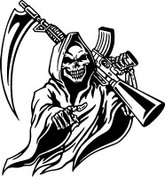 reaper with gun control B&W sticker reaper with gun control B&W sticker