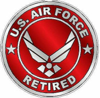 AIR FORCE RETIRED red AIR FORCE RETIRED red
