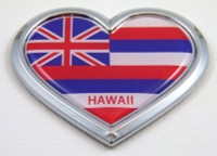 Hawaii Heart 3D Adhesive Chrome Emblem