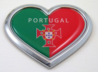 Portugal Heart 3D Adhesive Chrome Emblem