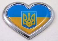 Ukraine Heart 3D Adhesive Chrome Emblem