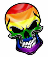 gothic biker skull with lgbt gay pride rainbow  flag sticker gothic biker skull with lgbt gay pride rainbow  flag sticker