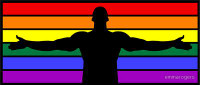 GAY MAN ARMS OUT PRIDE FLAG STICKER