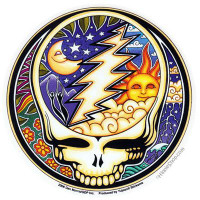 grateful dead colorful hippy skull band sticker