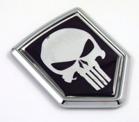 Punisher crest 3D adhesive chrome car emblem