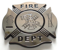 Fire Department Crest Black and Chrome Emblem