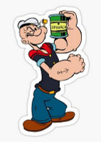 popeye with can of SPINACH cartoon sticker