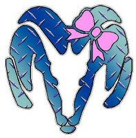 Dodge Ram Head with BOW Decal - Diamond Plate BLUE