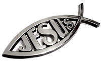 Jesus Fish with JESUS Chrome Emblem