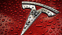 red tesla logo water STICKER