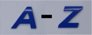 Style 2 BLUE Italic Block Letters A-Z 1.2"