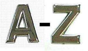 Style 1 Chrome Block Letters A-Z 1.2"
