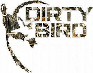 Dirty Bird Duck Hunting Decal Sticker - Max4 Camo Fill